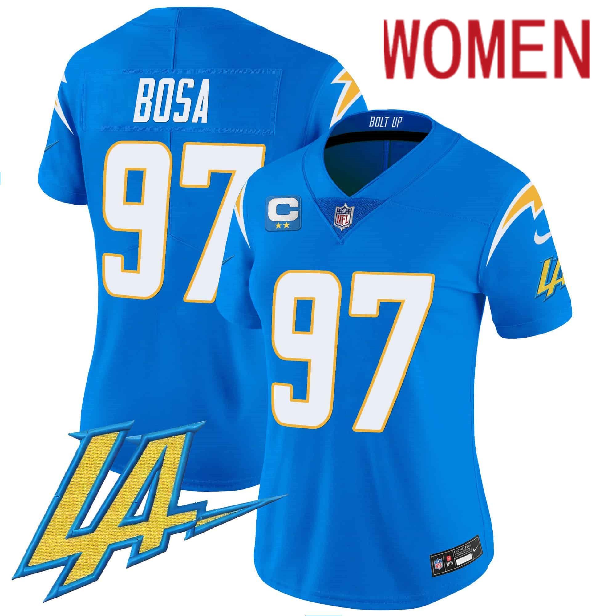 Women Los Angeles Chargers #97 Bosa Light Blue 2024 Nike Vapor Limited NFL Jersey style 1